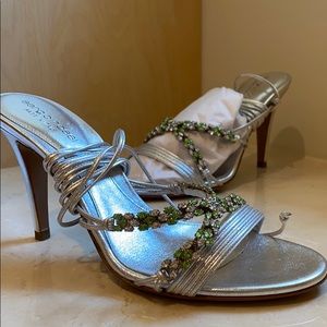 Sergio Rossi sandals silver&green & white crystal